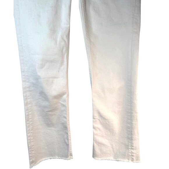 ZARA Womens Size 2 Ecru Straight Leg Jeans High Rise Raw Hem Flare - Picture 6 of 13